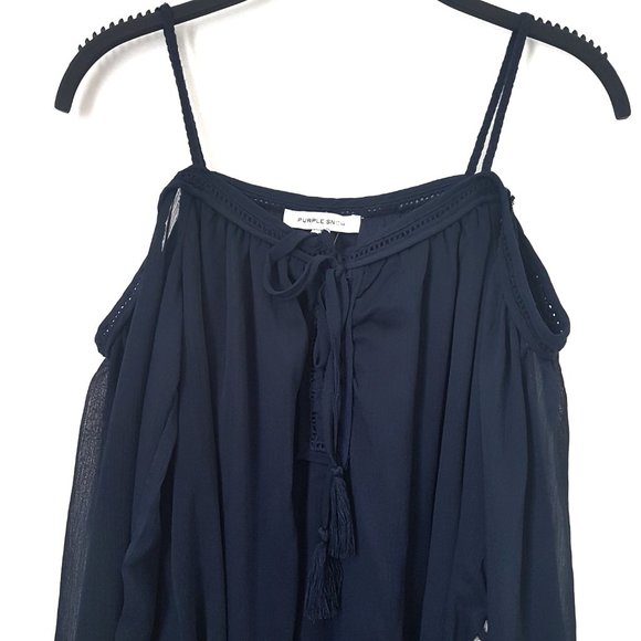 Purple Snow Navy Blue Cold Shoulder Dress - Size S - Picture 3 of 10